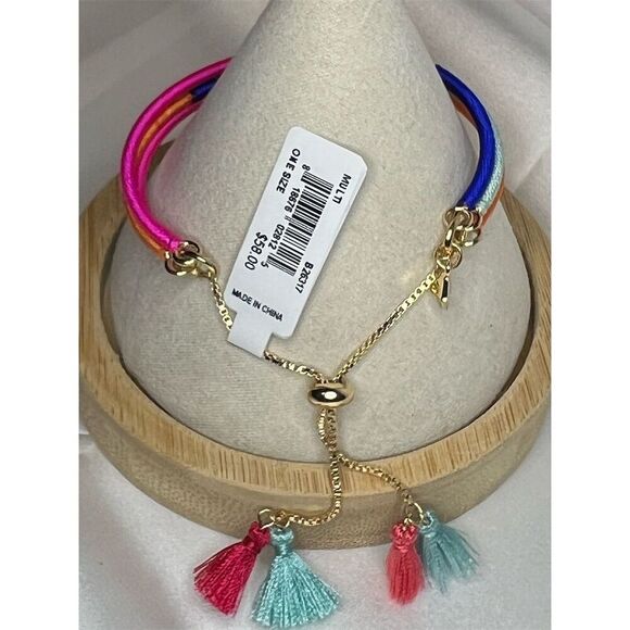Rebecca Minkoff Multicolor Boho Bangle Bracelet Set with Tassels - Picture 2 of 4